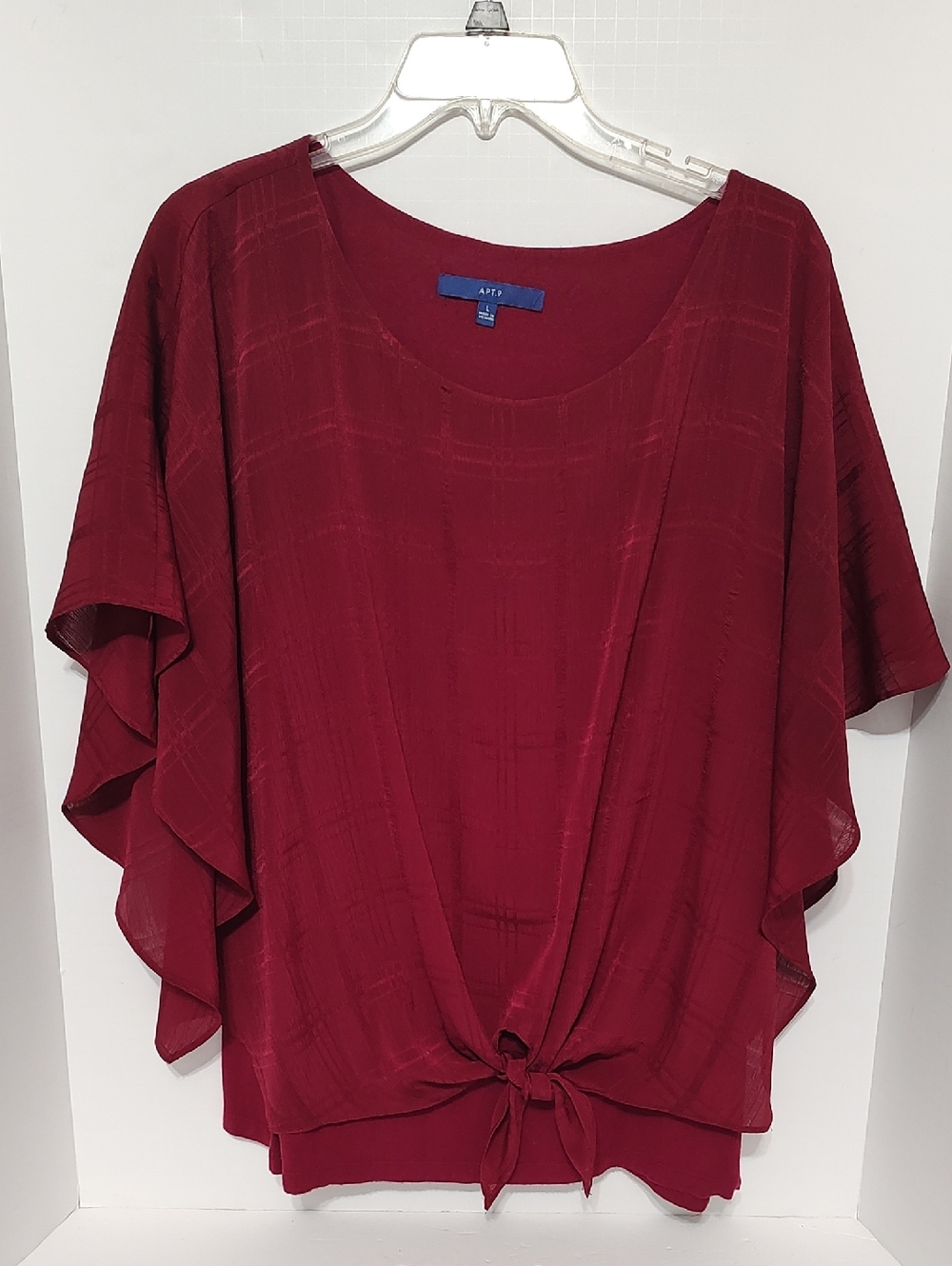 Burgundy Poncho Top W/ Built On Tank Round Neckline Sz Large By Apt.9